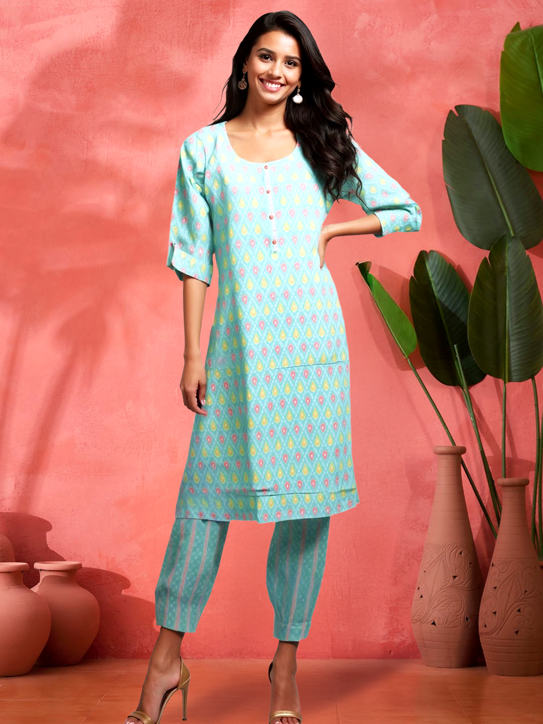 Picture of The Colorful Comfort Pastel Printed Kurta with Palazzo Set